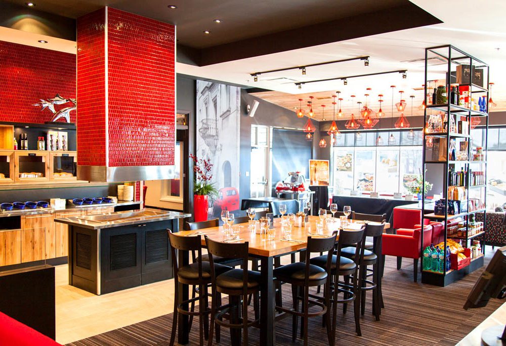 La salle à manger du Pacini et sa fameuse plaque pour griller ton pain